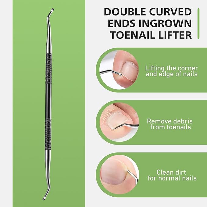 BALUCA Toenail File for Thick Nails & Ingrown Relief | Heavy Duty Metal Emery Board with Toenail Lifter for Seniors, Coarse Grit & Durable Stainless Steel Design (Black, 1.0, Count, 180/240 Grit)