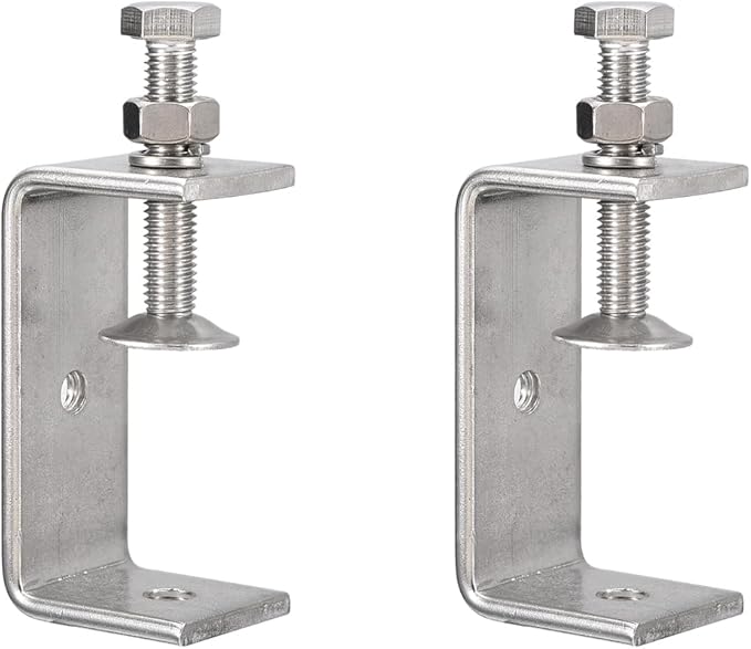 2 Pack 304 Stainless Steel C Clamps with 75mm/2.95" Stable Wide Jaw Opening Tiger Clamp for Woodworking Welding Construction Household Mount