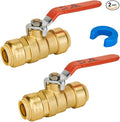 SUNGATOR 3/4 Inch Ball Valve, 3/4" Shut off Valve, No Lead Brass Push-to-Connect Plumbing Fittings, Full-Port Fit for PEX Pipe, Copper, CPVC, PE-RT, Pack of 2