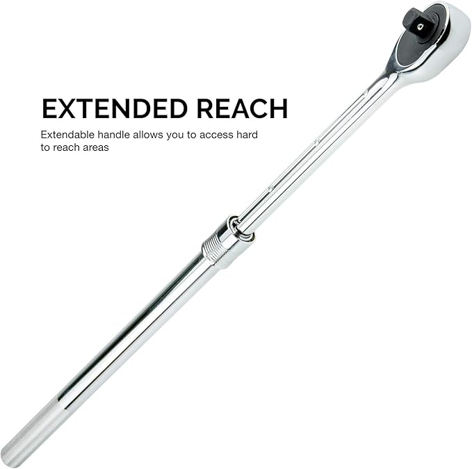 NEIKO 03069A 3/4-Inch-Drive Extendable Ratchet Handle, 24-Tooth Reversible Ratcheting Feature, Extends 24 to 39 3/4 Inches
