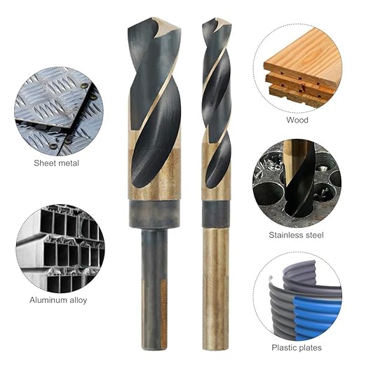 COMOWARE 5/8" Reduced Shank Drill Bit, HSS M2, Black & Gold Drill Bit with 3-Flat 1/2" Shank, 135° Split Point, Metal Drills Bits for Steel/Aluminum/Iron/Plastic/Wood, for Electricians & DIY