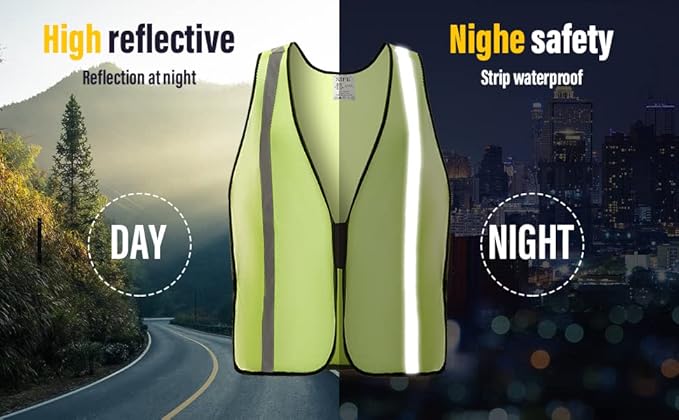 SIFE 10 Pack High Visibility Reflective Safety Vest,Made from Breathable and Neon Yellow Mesh Fabric,light weight for Man and Woman(Yellow-Grey, 10 pack)