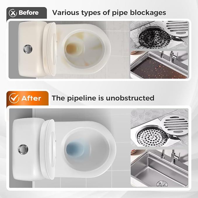 5 Pack 25 Inch Drain Snake, 2025 New Clog Remover, Flexible Hair Removal Tool for Bathroom and Kitchen, Durable Pipe Cleaning Tool for Homeowners (10 Pack)