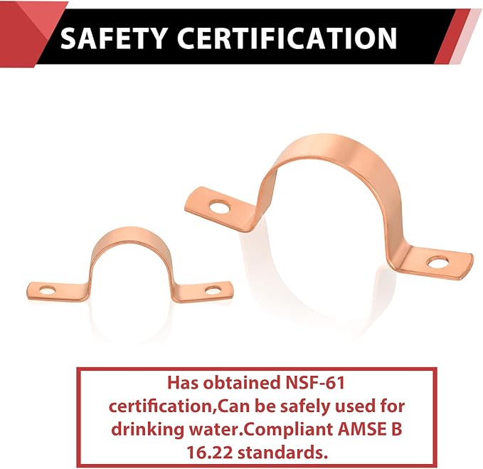 5-Pack EFIELD 1-1/4-Inch Copper Pipe Straps, Two-Hole Clamp Mount, Copper Made,(COPPER127)