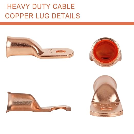 10pcs 1/0 AWG-1/4”(M6) Ring Terminals 0 Gauge Copper Wire Lugs Battery Cable Ends Heavy Duty Battery Cable Terminal Connectors