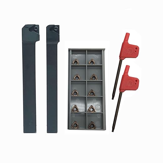 Lather Threading Tool Bit Set External Internal Threading Boring Bars Turning Tool Holders with 11IR A60 16ER 16IR AG60 Carbide Threading Inserts (2pcs Holders +11IR A60)