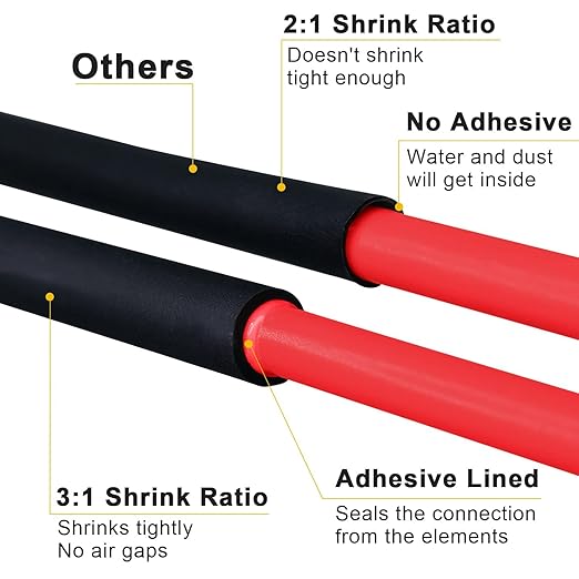 TKDMR 65 Ft 1/2" Heat Shrink Tubing - 3:1 Ratio Marine Grade Heat Shrink,Wire Cable Adhesive Lined Tube Insulation Seal Against Moisture Corrosion and Air Leakage.Black