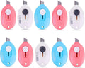 10PCs Mini Retractable Box Cutter Set for Office, Paper Cutter, Package & Letter Envelope Opener, Utility Knife with Keychain Hole, (MIni Utility Knife)