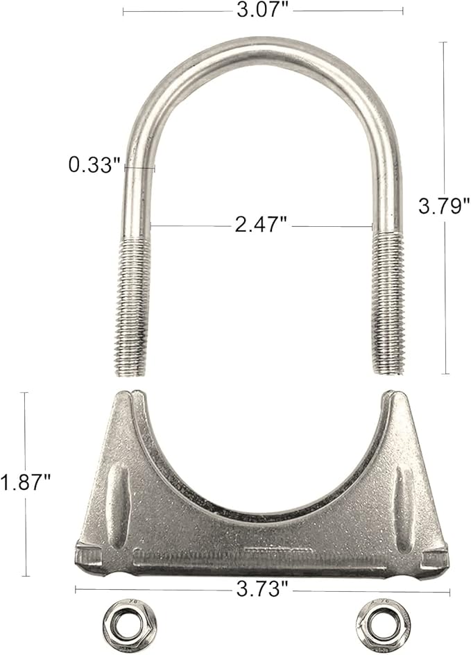 Heavy Duty 2.25" Exhaust U-Bolt Clamp 2 1/4 Inch Stainless Exhaust Clamp