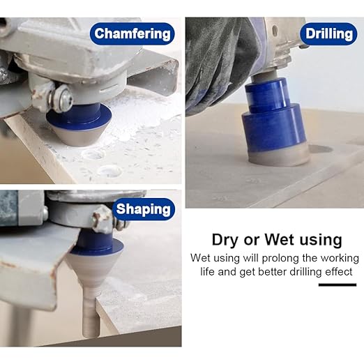 SHDIATOOL Diamond Drill Core Bits,Tile Drilling Core Hole Saw Cutter Beveling Chamfer for Porcelain Marble Ceramic Granite with SDS Plus Adapter 9pcs(6/6/6/20/25/35/50/10-35MM/SDS)