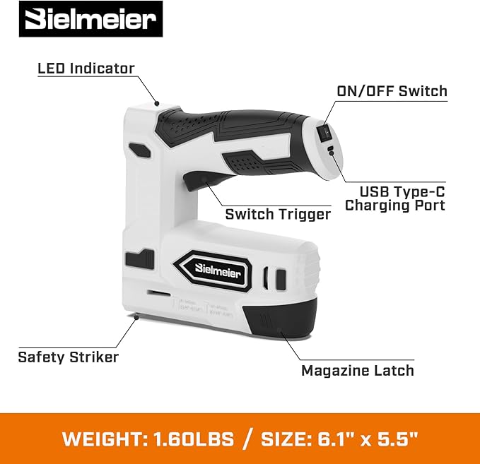 Electric Staple Gun, 2 in 1 Electric Stapler Tacker 4V Cordless Brad Nailer Kit, Battery Powered Nail Gun for Upholstery, Carpentry, DIY with Staple Remover, 1600 Pcs Staples and Nails