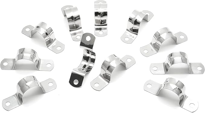 20Pcs 1 Inch Stainless Steel Conduit Clamps, Two Hole U Bracket Rigid Pipe Metal U Clamp Conduit Strap Tension Clips U-tube Clamp Heavy Duty