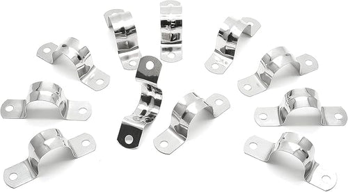 20Pcs 1 Inch Stainless Steel Conduit Clamps, Two Hole U Bracket Rigid Pipe Metal U Clamp Conduit Strap Tension Clips U-tube Clamp Heavy Duty