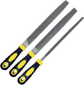 3 pcs Metal File Set, 8-inch,Professional High Carbon Steel File, Includes Flat/Round/Half-Round,Work for Metal, Wood