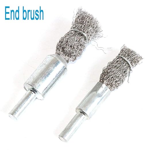 Stainless Steel Wire Wheel Brush & Crimped Cup Brush Kit for Drill,Fine Wire Diameter 0.0059 Inch,for Rotary Tool with 1/4-Inch Shank,Removal of Rust,deburring,Paint (7pcs)