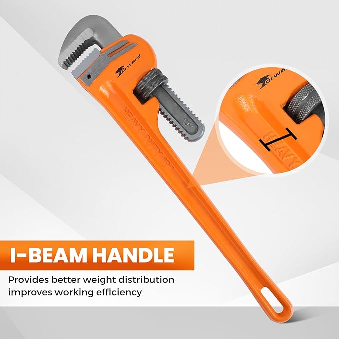 Forward 3pcs Pipe Wrench Set - 10", 14", 18" Heavy Duty Ductile Iron & Forged Steel Plumbing Wrench Hand Tools Kit