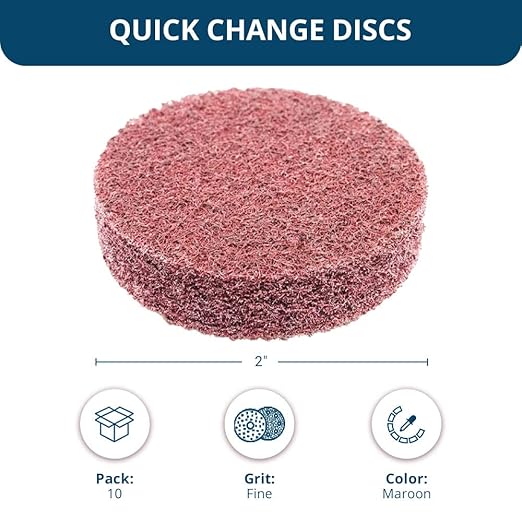 Benchmark Abrasives 2 Inch Sanding Discs Quick Change Aluminum Oxide Surface Preparation Wheels Polishing Wheel for Drill, Die Grinder Sanding Disc Paint Stripper & Removal - (10 Pack), Maroon - Fine