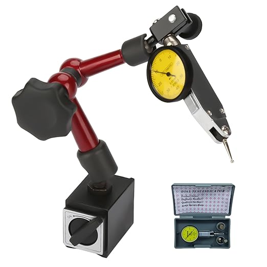 Dial Indicator with Flexible Strong Magnetic Stand Base, Dial Test Indicator Set 0-0.8mm Tester Gage Resolution 0.01mm for Machine Set-Up, Narrow Area Measurement