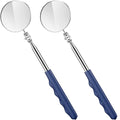 2 Pcs Telescoping Inspection Mirrors, Mechanics Mirror Tool with Long Handle, Round Extendable Mirror on a Stick for Technicians Mechanics Contractors Checking Observation(50mm,Blue)