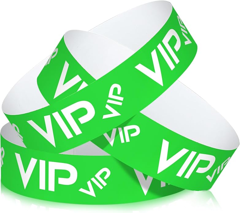 Teling 500 Pack VIP Plastic Wristbands Bracelets Party for Events VIP Custom Wristbands Plastic Bracelets Tear proof Waterproof Wrist Bands Arm Bands for Events Concerts