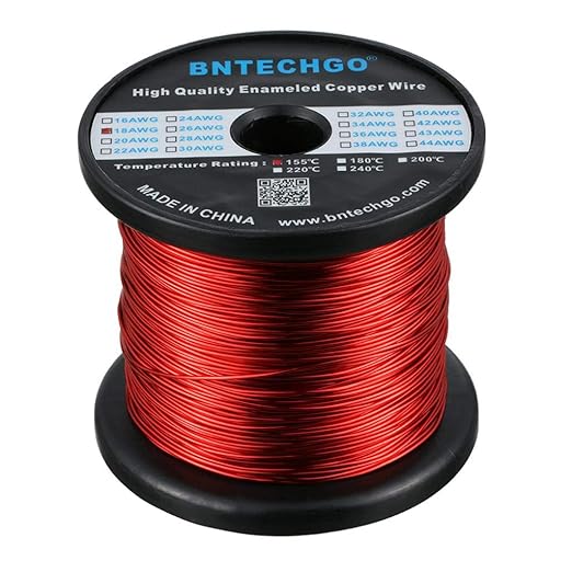 BNTECHGO 18 AWG Magnet Wire - Enameled Copper Wire - Enameled Magnet Winding Wire - 3.0 lb - 0.0393" Diameter 1 Spool Coil Red Temperature Rating 155℃ Widely Used for Transformers Inductors