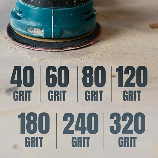 POWERTEC 40/80/120 Grit, 75 PK, 6 Inch Sanding Discs – Hook and Loop, 6-Hole Aluminum Oxide Orbital Sander Pads, Woodworking Round Sandpaper for Random Orbital, Air, Pneumatic & DA Sanders (45251)