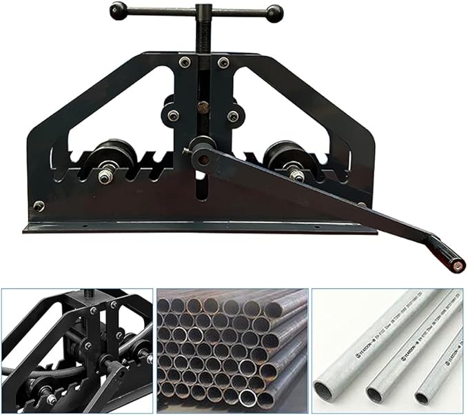 Manual Metal Tube Bender Machine, 1-1/4" to 2" Round Roller Stretcher Shrinker Bench Bending Set GDAE10 Heavy Duty Pipe Bender Tubing Notcher Durable Working Tools TR-60 for Flats, C Channel, Square
