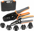 iCrimp Ratcheting Crimping Tool Set 8 PCS - Quick Exchange Jaw for Heat Shrink, Open Barrel, Insulated and Non-Insulated Ferrules AWG 20-2