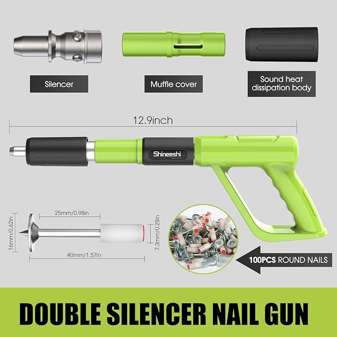 Manual Mini Steel Nail Gun Kit with Nailers Adjustable Speed Fastening Tool Portable Handheld Concrete Nailer Gun for Drywall, Steel, Woodworking & DIY Projects