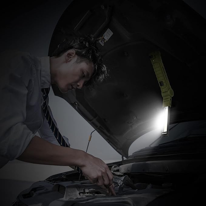 4 Pack LED Rechargeable Flashlight, Mechanic Tools Trouble Light Cordless Worklight with Magnetic Base 360°Rotate 5 Modes,Portable Inspection Troch for Mens Gift,Automotive,Camping and BBQ