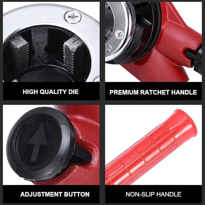 Pipe Thread Kit, Manual Plumber Pipe threader, Ratcheting Threading Tool Set with Storage Case