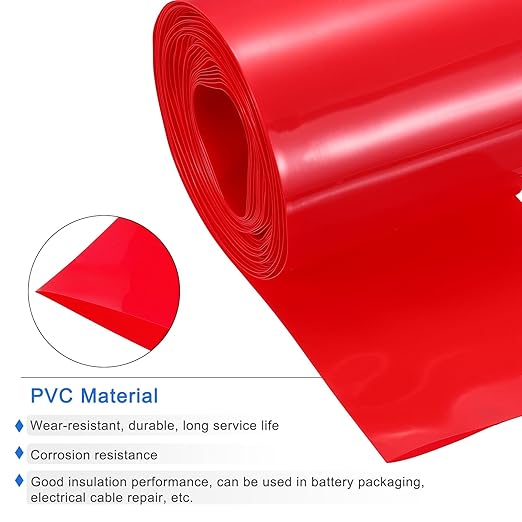 MECCANIXITY Battery Wrap PVC Heat Shrink Tubing 55mm Dia 85mm Flat 33 Feet(10meters) Red Good Insulation for Battery Pack