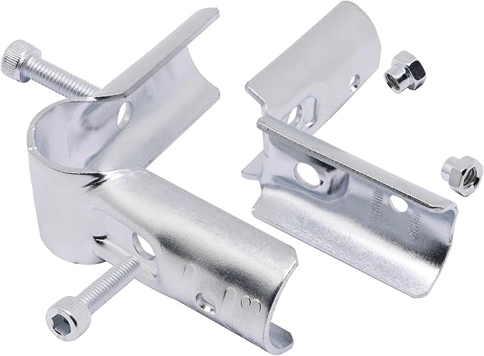 90 Degree Pipe Connector Tee Clamp Fittings, Steel Connection Clamps Set with Small Wrench （2set, 25mm）