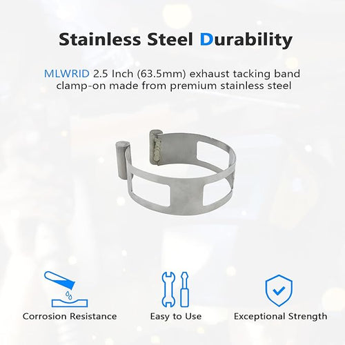 2.5 Inch (63.5mm) Stainless Steel Welding Tacking Band Clamp,Clamp-On Exhaust Pipe Tacking Band for Welding Fabrication