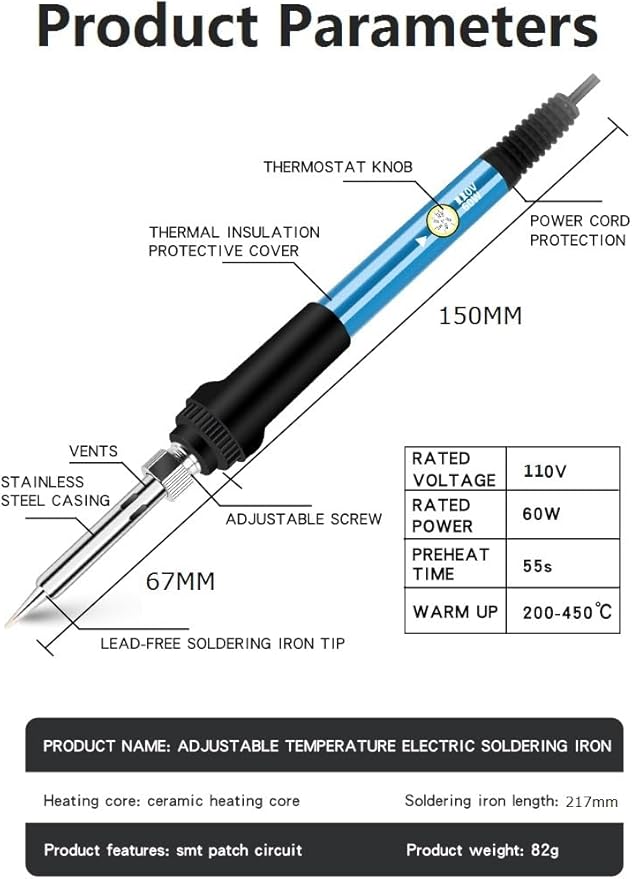 Soldering Iron Kit, Digital Multimeter Kit, Multi Tester, Voltage Tester, Measures AC/DC Voltage, Current, Resistance/Continuity/Diode/Triode. Electric Soldering Iron, Adjustable Temperature