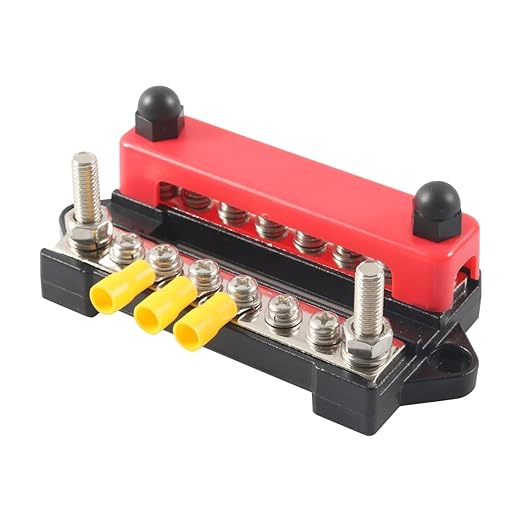 12V 12x8# Power Distribution Terminal Block Battery BusBar Set Negative/Positive Insulated Busbar for Auto Marine Car Trailer RV Boat Motorcycle UTV ATV
