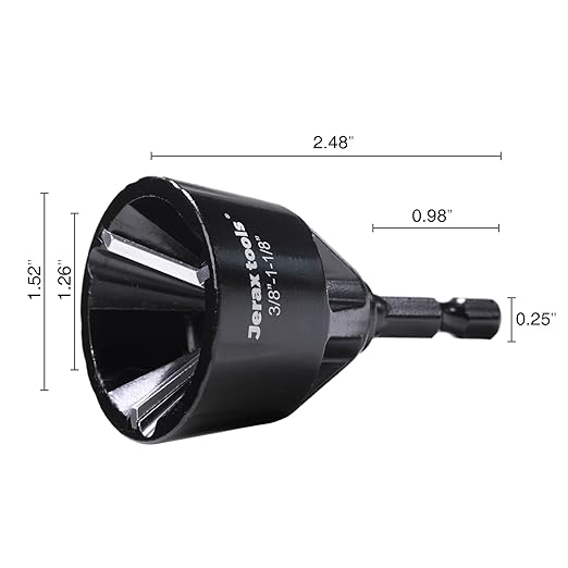 Tungsten Carbide Chamfering Drill Bit 1-1/8" for Removing Burr and Edge Deburring, Quick Release Hex Shank Deburring Tool for Metal Rod, Tube, Screw, Dowel, Sheet, Copper/PVC Pipe