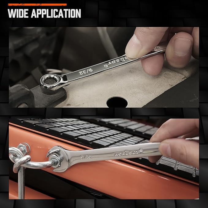 HORUSDY 11-Piece Sae Wrench Set | Combination Wrench Set with Organizer | 12 Point | 1/4" - 3/4" | Chrome Vanadium Steel