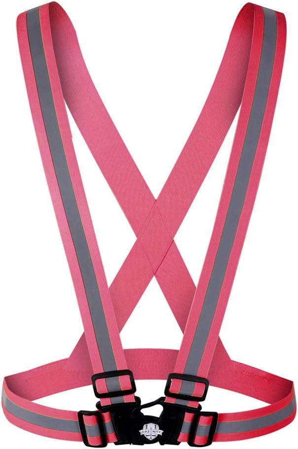 Dazonity High Visibility Safety Vest,Lightweight,Adjustable & Elastic Vest,Hi Vis Reflective Strips, Fit for Men & Women, Construction,Cycling, Runnning, (Fuschia)