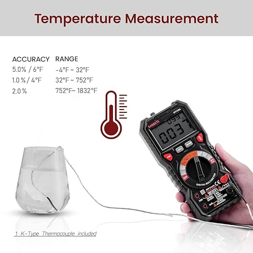 KAIWEETS Digital Multimeter TRMS 6000 Counts Voltmeter Auto-Ranging Fast Accurately Measures Voltage Current Amp Resistance Diodes Continuity Duty-Cycle Capacitance Temperature for Automotive