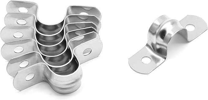 30Pcs 1/2 Inch Stainless Steel Conduit Clamps, Two Hole Strap U Bracket Rigid Pipe Strap Metal U Clamp Conduit Strap Tension Clips U-tube Clamp Heavy Duty