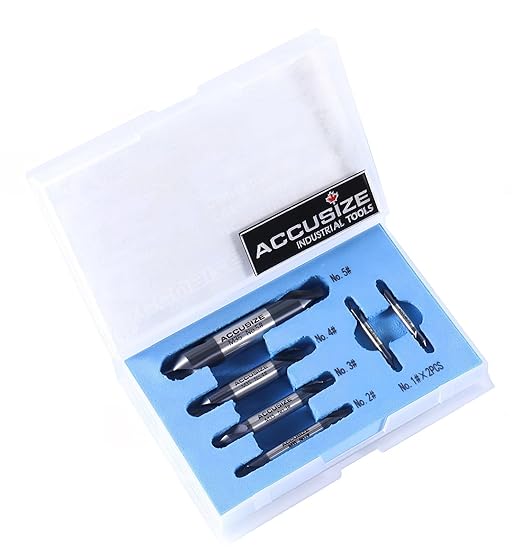 Accusize Industrial Tools (#1-#5), SAE 3/64"-3/16", 6 Pc ANSI M35 (H.S.S. +5% Cobalt) TiAlN Coated Center Drill Bit Set, Inch Sizes, 3500-6001