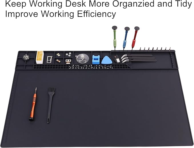 Premium Heat Resistant 932°F 22"x 14.2" Magnetic Silicone Soldering Mat Electronics Work Mat for Computer Cell Phone Laptop Repair,BGA Soldering Gun Iron Workbench Protection