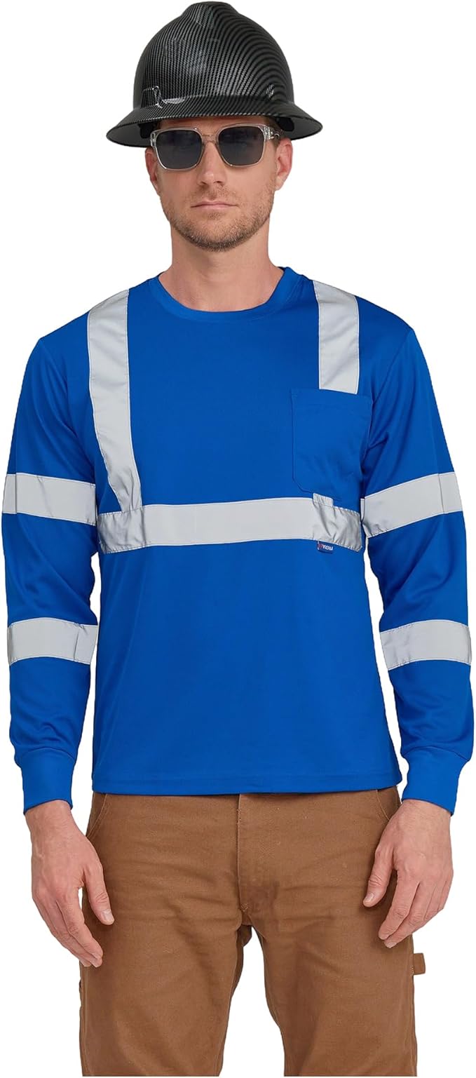 AYKRM Safety T Shirt Reflective High Visibility hi vis Long Sleeve T Shirt (XS-6XL)