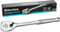 DURATECH 3/8" Drive Ratchet, Dirt Resistance 90-Tooth Ratchet Wrench, Chrome Alloy Made, Fully Polished
