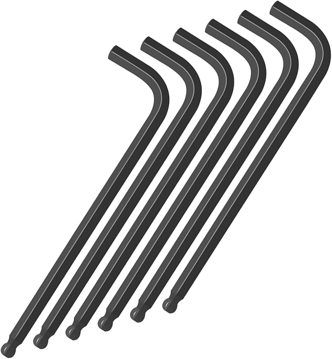 1.5mm Ball End Hex Key Set, 6pcs L-Shaped Allen Wrenches Long Arm, CR-V Steel, Black Oxide Finish, High Torque Repairing Tool for Furniture, Bike, Equipment Maintenance