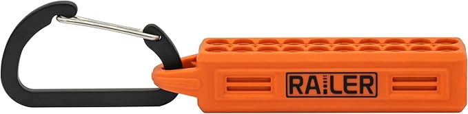 Screwdriver Bit Holder Storage Organizer – Railer 20-Hole Orange Bit Holder with Carabiner