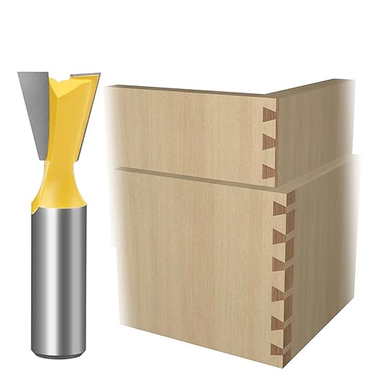 5Pcs Dovetail Router Bit Set 1/2 Inch Shank Half-Blind & Through Dovetail Bits Wood Joints Cutter Tool for Making Boxes Drawers Chests For Engraving Router planing Head Wood Cutter