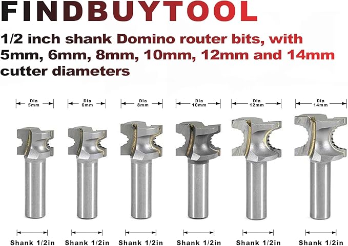 FINDBUYTOOL Router Bits Tool set for Festool Dominos, 6Pcs