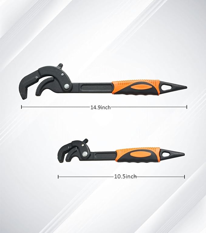 2 PCS 0.55“-2.36”self adjusting pipe wrenches，Grade 45 High Carbon Steel self locking wrench, 14mm-60mm self adjusting wrench (Large size)